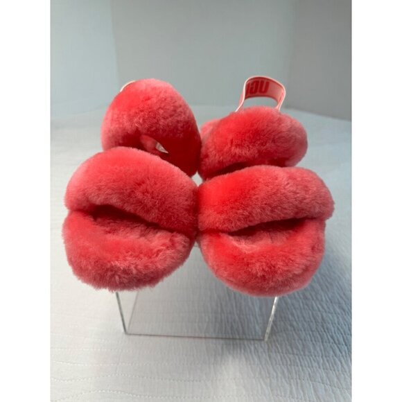 Ugg Womens SZ 8 Fluff Yeah Slide Slippers Pink Shearling Open Toe Indoor/Outdoor - Picture 5 of 9